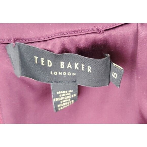 TED BAKER Cornela Pleated Velvet Midi Dress ~ Oxblood Burgundy TB4 US 5 - Picture 16 of 16